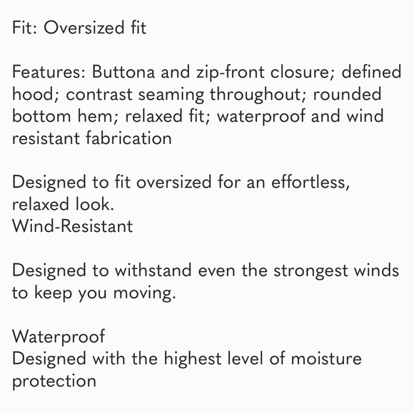 FP Movement by FREE PEOPLE:Moon Magic Fleece Lined Rain Coat ☔️ NWT - Picture 7 of 16